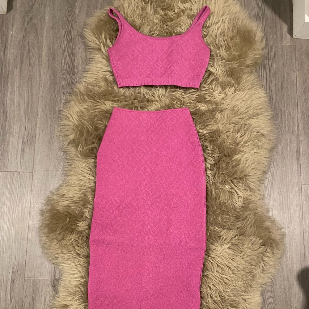 Fendi X Skims Embossed Skirt Set